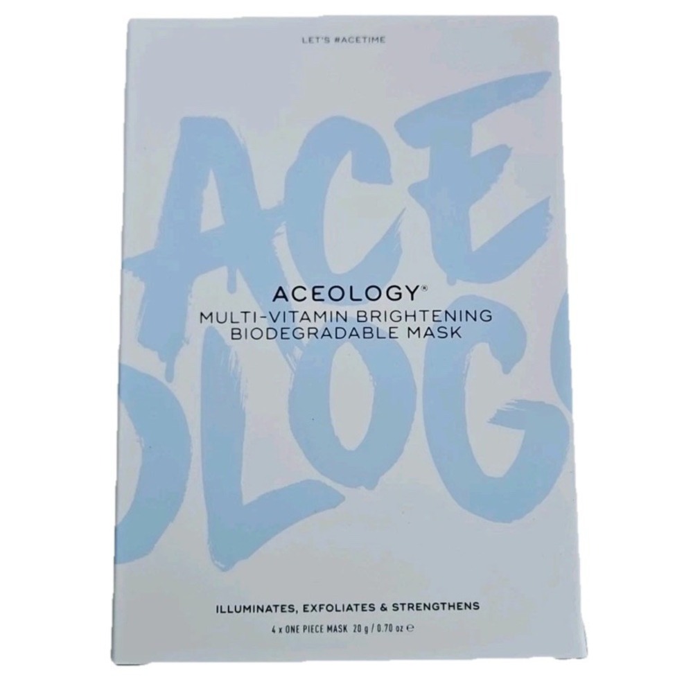Aceology Multi Vitamin Brightening Biodegradable Mask Set Of 4 Sealed Masks New
